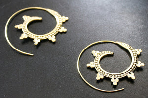 DOT Spiral Brass Earrings - Flower of Life Earrings, Boho Earrings, Tribal Earrings, Mandala Earrings, Psy, Sacred Geometry Earrings