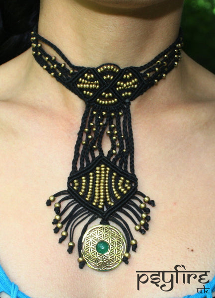 FLOWER of Life Necklace - Macrame Pendant, Macrame Necklace, Hippie Necklace, Tribal Necklace, Gypsy, Sacred Geometry Necklace, Turquoise