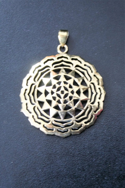 SRI YANTRA Brass Pendant - Sri Yantra Necklace, Mandala Necklace, Hippie Necklace, Psy, Tribal Necklace, Gypsy, Sacred Geometry Necklace