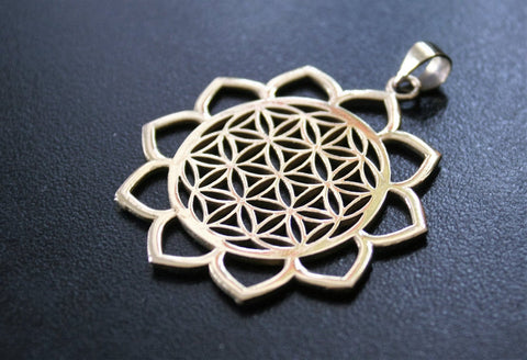 LOTUS Flower of Life Brass Pendant - Tribal Necklace, Mandala Necklace, Hippie Psy Boho Gypsy, Boho Necklace, Sacred Geometry Necklace