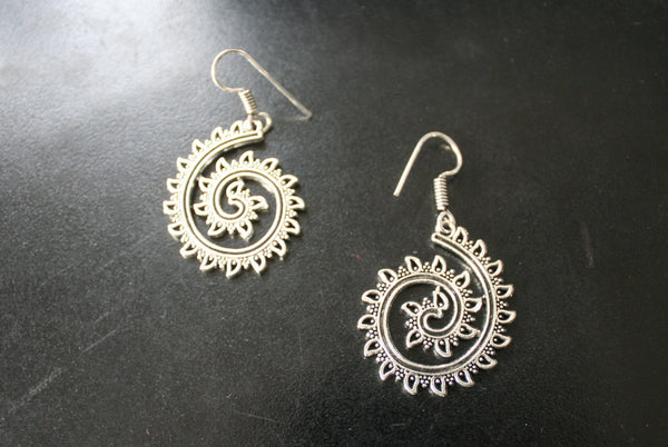 SPIRAL Silver Earrings - Tribal Jewellery, Silver Tribal Earrings, Boho Earrings, Psytrance, Geometric Earrings, Silver Gypsy Earrings, Psy