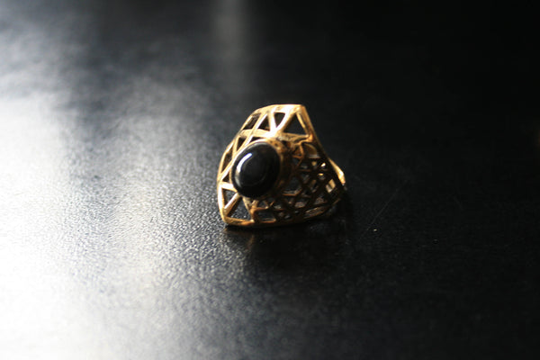 SRI YANTRA Brass Ring - Turquoise Ring, Gemstone Ring, Tribal Ring, Bohemian Ring, Boho Ring, Sacred Geometry Ring, Psy Flower -Size W X Y