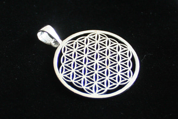 FLOWER OF LIFE Silver Pendant - Mandala Necklace, Tribal Necklace, Hippie Psy, Boho Necklace, Sacred Geometry Pendant, Bohemian Pendant