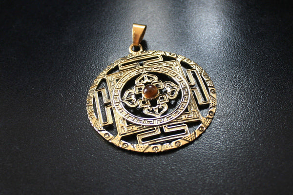 MANDALA Brass Pendant - Mandala Pendant, Tibetan Necklace, Gemstone Necklace, Sacred Geometry, Flower of Life Necklace, Buddha Necklace, Psy
