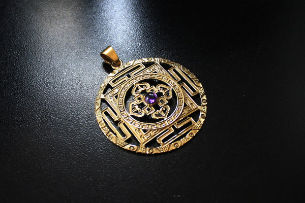 MANDALA Brass Pendant - Mandala Pendant, Tibetan Necklace, Gemstone Necklace, Sacred Geometry, Flower of Life Necklace, Buddha Necklace, Psy