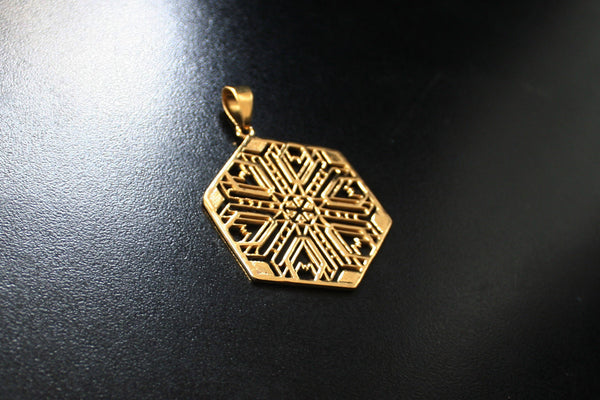 FRACTAL Brass Pendant - Geometric Necklace, Mandala Necklace, Psytrance Necklace, Boho Necklace, Sacred Geometry Necklace, Tribal Necklace