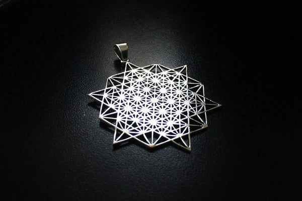 TETRAHEDRON STAR Silver Necklace - Flower of Life Necklace, Mandala Necklace, Sacred Geometry Necklace, Boho Necklace, Geometric Pendant