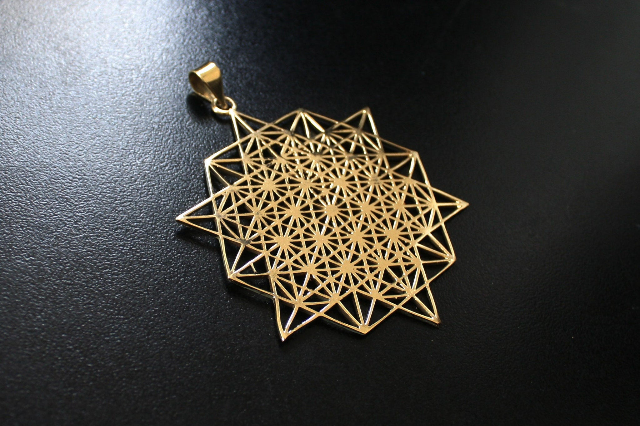 TETRAHEDRON STAR Brass Necklace - Flower of Life Necklace, Mandala Necklace, Sacred Geometry Necklace, Boho Necklace, Geometric Pendant