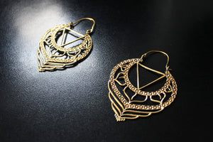 CHAKRA Earrings - Brass Earrings, Gypsy Earrings, Sacred Geometry Earrings, Brass Earrings, Geometric