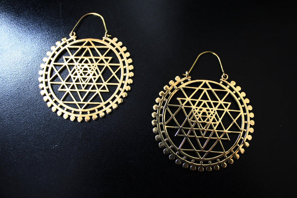 SRI YANTRA Earrings - Mandala Earrings, Tribal Earrings, Flower of Life Earrings, Hippie Earrings, Psy, Bohemian Earrings, Sacred Geometry