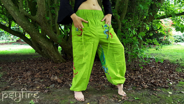 GREEN Harem Pants - Ali Baba Trousers, Hippie Yoga Pants, Fisherman Pants, Boho Trousers, Aladdin Trousers, Festival Clothing, Psytrance