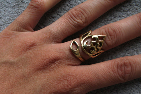 AUM Brass Ring - Om Ring, Ohm Ring, Brass Ring, Gemstone Ring, Tribal Ring, Bohemian Ring, Boho Ring, Sacred Geometry Ring, Psytrance, Psy
