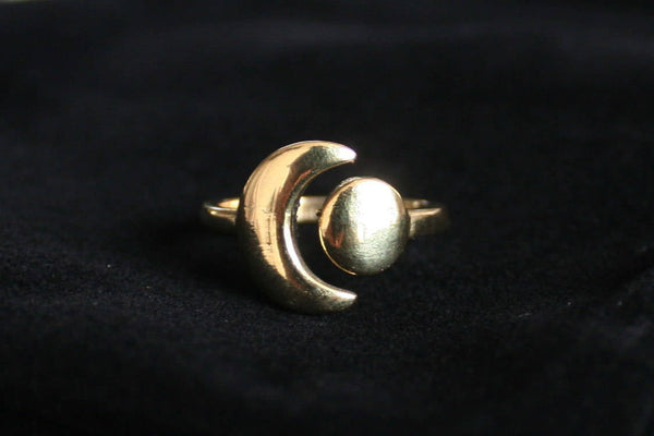 MOON & SUN Brass Ring  - Gypsy Ring, Tribal Ring, Boho Ring, Psy, Bohemian Ring, Sacred Geometry, Psytrance, Hippie Ring, Boho Jewellery