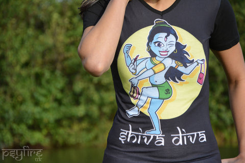 SHIVA DIVA T SHIRT - Yoga Top, Hippie T Shirt, Psytrance T Shirt, Festival Clothing, Psy Top, Yoga Clothing, T Shirt, Festival T Shirt, Psy