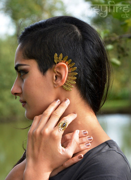 FEATHER EAR CUFF - Tribal Jewelry, Psytrance, Boho Earrings, Hippie Earrings