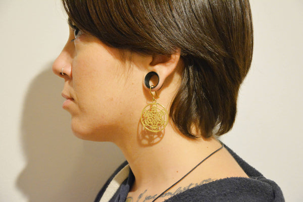 METATRON'S CUBE Earrings - Tribal Jewellery, Psy, Boho Earrings, Psytrance, Geometric Earrings, Sacred Geometry Earrings, Brass Earrings
