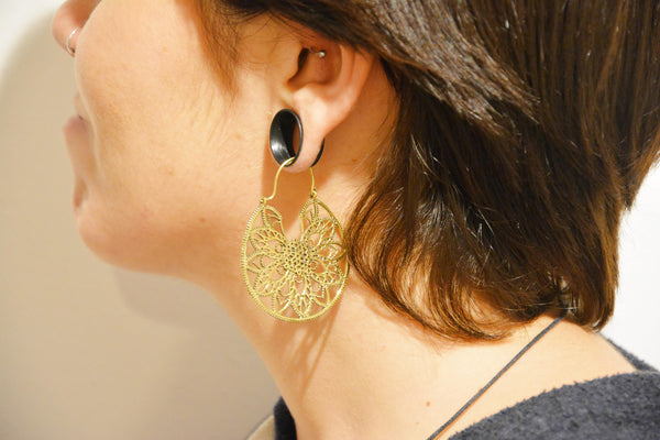 GEOMETRIC Earrings - Hippie Earrings, Tribal Earrings, Brass Earrings, Gypsy Earrings, Sacred Geometry Earrings, Tribal Jewelry, Psy