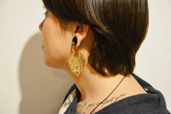 HEART Earrings - Tribal Jewellery, Lotus Earrings, Brass Earrings, Boho Earrings, Psytrance, Geometric Earrings, Sacred Geometry Earrings