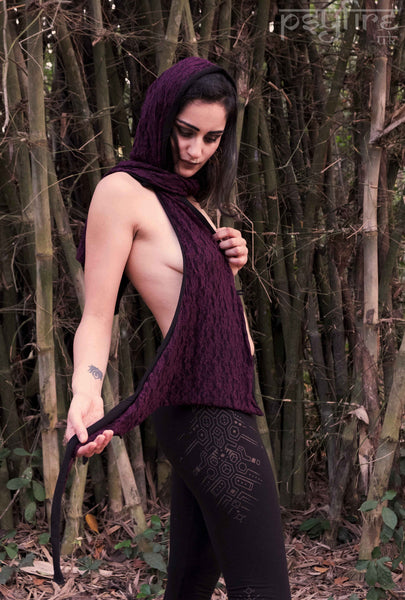 REVERSIBLE LACE Top - Scarf, Festival Top, Hippie Top, Pixie Hoodie, Psytrance, Festival Clothing