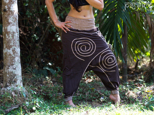 SPIRAL Harem Pants - Unisex Ali Baba Trousers, Hippie Yoga Pants, Fisherman Pants, Boho Baggy Trousers, Psytrance Pants, Women, Men, Female
