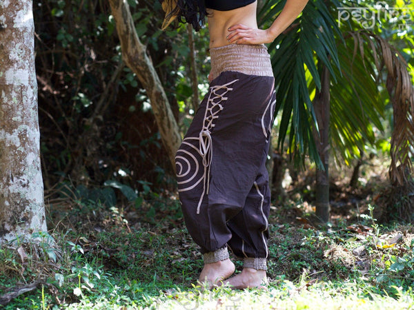 SPIRAL Harem Pants - Unisex Ali Baba Trousers, Hippie Yoga Pants, Fisherman Pants, Boho Baggy Trousers, Psytrance Pants, Women, Men, Female