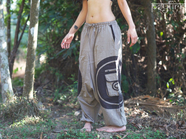 SPIRAL Harem Pants - Unisex Ali Baba Trousers, Hippie Yoga Pants, Fisherman Pants, Boho Baggy Trousers, Psytrance Pants, Harem Pants Women