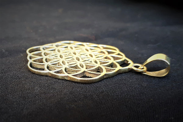 Flower of Life Brass Pendant - Tribal Necklace, Mandala Necklace, Hippie Psy Boho Gypsy, Boho Necklace, Sacred Geometry Necklace
