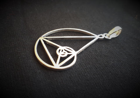 FIBONACCI Silver Pendant - Silver Plated Necklace, Golden Spiral Pendant, Tribal Necklace, Psy Gypsy, Boho, Sacred Geometry Necklace
