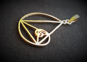 FIBONACCI Brass Pendant - Tribal Necklace, Golden Spiral Pendant, Psytrance Necklace, Psy Gypsy, Boho, Sacred Geometry Necklace, Hippie
