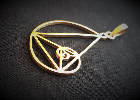 FIBONACCI Brass Pendant - Tribal Necklace, Golden Spiral Pendant, Psytrance Necklace, Psy Gypsy, Boho, Sacred Geometry Necklace, Hippie