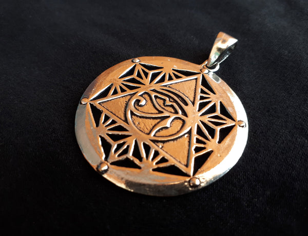 EGYPTIAN Brass Necklace - Egypt Pendant, Mandala Necklace, Sacred Geometry, Egyptian Jewelry, Geometric Pendant, Eye of Horus, Psytrance