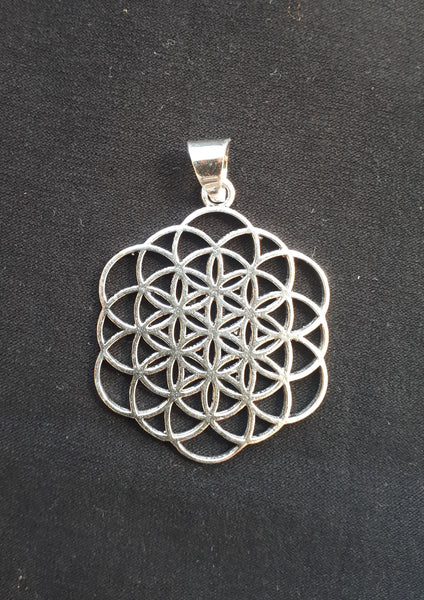 Flower of Life Silver Pendant - Tribal Necklace, Mandala Necklace, Hippie Psy Boho Gypsy, Boho Necklace, Sacred Geometry Necklace