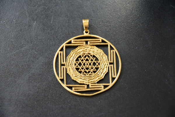 SRI YANTRA Brass Pendant - Mandala Pendant, Tribal Necklace, Sacred Geometry, Flower of Life Necklace, Buddha Necklace, Tribal Jewellery