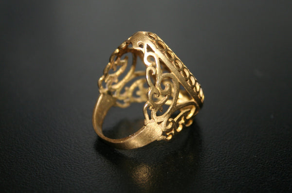 LOTUS FILIGREE Brass Ring - Tribal Ring, Hippie Ring, Boho Ring, Gypsy Ring, Psy, Bohemian Ring, Sacred Geometry, Mandala Ring, Size W X Y