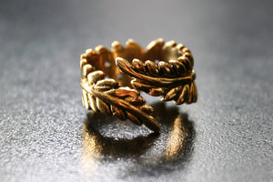 LEAF Brass Ring  - Gypsy Ring, Tribal Ring, Boho Brass Ring, Psy, Bohemian Ring, Sacred Geometry, Psytrance, Hippy Ring - Size S T U