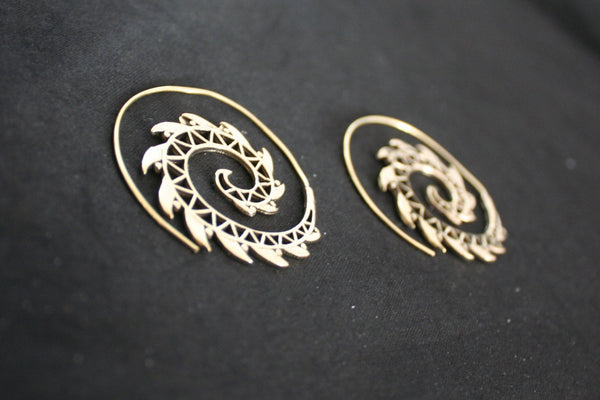RAZOR Spiral Brass Earrings - Mandala Earrings, Hippie Earrings, Psy, Boho Earrings, Tribal Earrings, Gypsy Earrings, Sacred Geometry