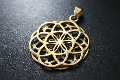 SEED OF LIFE Brass Pendant - Necklace, Tribal Necklace, Flower of Life Necklace, Tribal Necklace, Boho Sacred Geometry Necklace, Gypsy