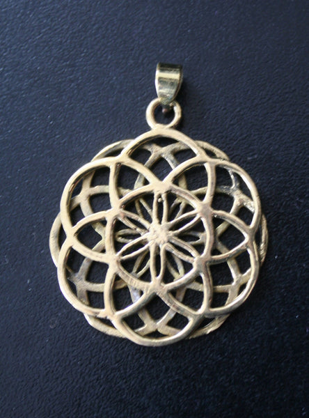 SEED OF LIFE Brass Pendant - Necklace, Tribal Necklace, Flower of Life Necklace, Tribal Necklace, Boho Sacred Geometry Necklace, Gypsy