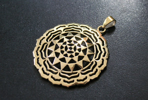 SRI YANTRA Brass Pendant - Sri Yantra Necklace, Mandala Necklace, Hippie Necklace, Psy, Tribal Necklace, Gypsy, Sacred Geometry Necklace